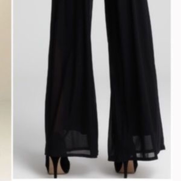 Vintage Tadashi Shoji Black Chiffon Panel Pant, Size 12 - Picture 8 of 9